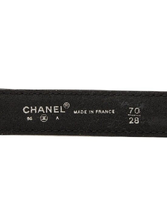 Chanel CC Logo Quilted Belt 70 28 Black Gold Leather main image 4